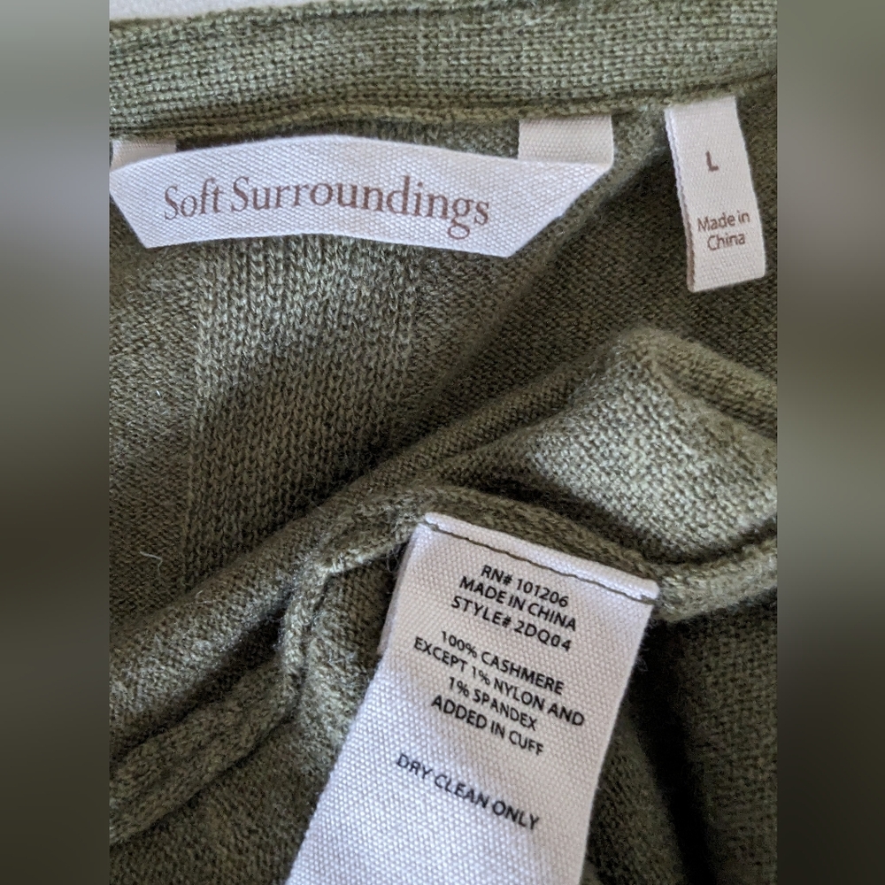 Soft Surroundings Olive Cashmere Cardigan - Picture 7 of 7